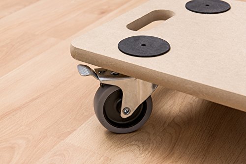 Metafranc Transportroller 590 x 290 mm - 200 kg Tragkraft - MDF-Platte - TPE-Räder / Möbelroller mit Bremse / Transporthilfe für Umzug / Rollwagen für Möbel-Transport / Kistenroller aus Holz / 821390 Natur