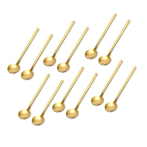 12 Stück Gold Kaffeelöffel, Spiegel Poliert Teelöffel, Goldener Edelstahllöffel, Mini Teelöffe, Runde Dessertlöffel, Für Kaffee, Zucker,...