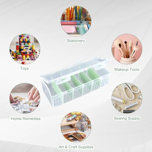 Image of 3Pcs Plastic Storage Bins, Clear Plastic Organizer Box with Dividers, with 5 Dividers, Dust-Proof And Moisture-Proof, Easy to Take, for Storing Cards, Jewelry, Crafts(9.45 x 3.94 x 2.76 Inches)
