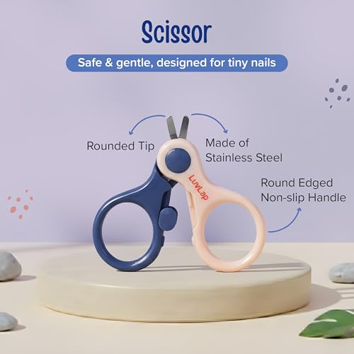 Image of LuvLap 4 in 1 Baby Grooming Set with Cute Case, Baby Manicure Set with Nail Scissors, Nail Clipper, Nail File & Tweezers, Grooming Kit for New Born & Toddler, BPA Free, Compact & Easy to Carry, 0m+