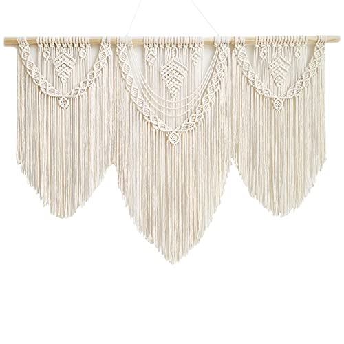 YANMAN Ornement décoratif, décoration de la Maison, Rideau de Gland bohème avec bâton en Bois Grand Dentelle à Franges à la Main. (Color : A) Cover