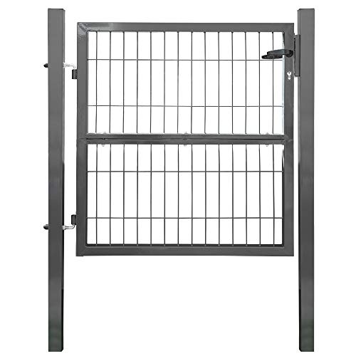 V2Aox Gartentor Gartentür Zauntür Zauntor Gartenpforte Quadratrohr Anthrazit Grün mit Schloss, Farbe/Türhöhe:Anthrazit / 100 cm