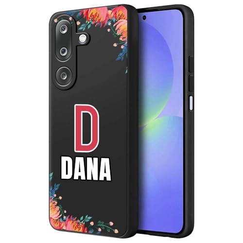 Image of Fashionury Back Cover Case for Samsung Galaxy M36 5G / Samsung Galaxy F36 5G | Matte Soft Silicon Flexible | Camera Bump Protection | Name with Colorful Floral Design | Get Your Name on Cover (Black)