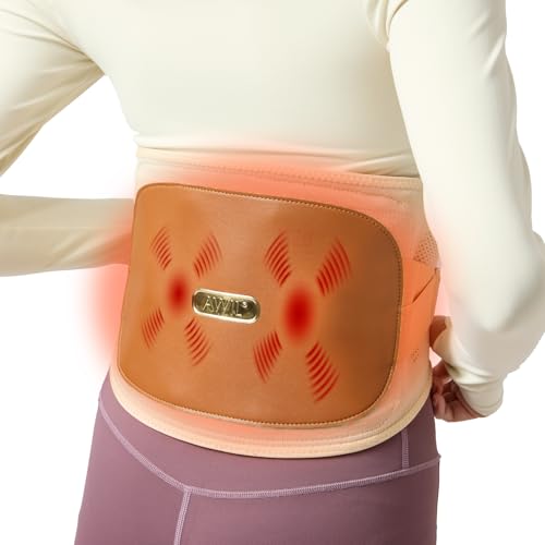 AWIL Cordless Heating Pad for Back Pain Relief-Lumbar Massager with Heat, Heated Back Belt with Support - Snug Waist Trainer for Compression & Posture Support