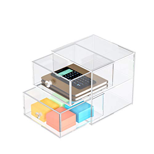 AITEE Desk Organizer Clear, Acrylic Desk Drawer Organizer for Office, Clear Makeup Drawer Organizer for Women. Great for Office/Bathroom/Kitchen.