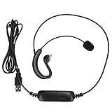 fosa1 Ear Hook Type Headset, USB Single Wire Headphone Computer Ear Hook Earpiece Support One Key Mute Volume Adjustment Suitable for Desktop Computer Laptop
