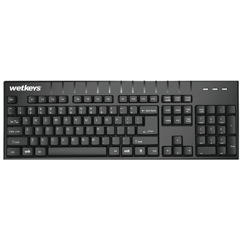 WetKeysProfessional-Grade Full-Size ABS Plastic Washable Keyboard with 10-Key Number-pad (USB) (Black) | KBWKABS104-BK