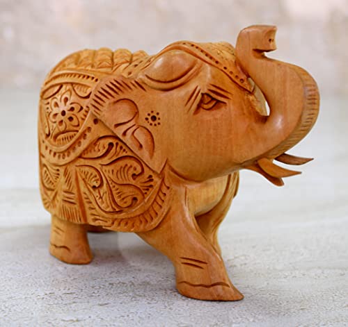 Escultura de elefante de madera mediana decorativa miniatura 4