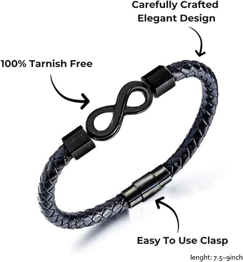 ziella To My Man,Personalized Dual Name Infinity Leather Bracelet,Personalized Custom Name Stainless Steel Bracelet Valentine Birthday Christmas Gifts for Him4