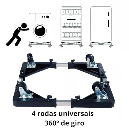 Base Móvel Ajustável com Rodinhas para Eletrodomésticos e Móveis, Suporte Universal Extensível com 4