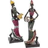 2 Stück Afrikanische Frauenfiguren aus Kunstharz mit Einfacher Form Künstlerisch Schön und Zart für Restaurant und Kaffeehausdekoration