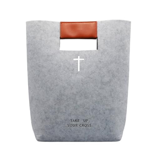 Bolsa da Bíblia, Bolsa de feltro para a Bíblia, Bolsa para Igreja, Capa de Bíblia Cruzada Esculpida para Mulheres e Homens Estojo de Estudo da Bíblia Cinza