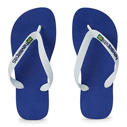 Havaianas Unisex Havaianas Brasil-slippers met logo, marineblauw, 9/10 VK