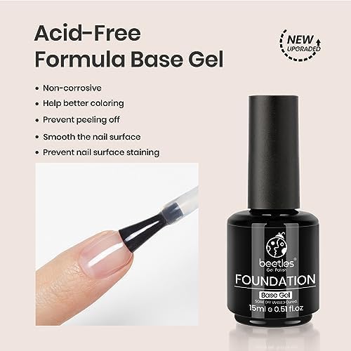 Image of Beetles Blooming Gel & Base Top Coat Set, 3PCS 15ML Shine Finish Long Lasting No Wipe Top Coat Gel Nail Polish Base Spreading Marble Effect Soak off UV LED Nail Art Gifts for Women