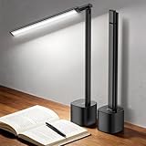Jeebel Schreibtischlampe LED Kabellos, 5000mAh Akku Schreibtisch Lampe mit Touch Stufenlos Dimmbar, 3 Farbtemperaturen, Beleuchtungswinkel 180° Verstellbar, Eye-Caring Tragbare Tischlampe für Büro