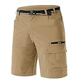 TACVASEN Men's Hiking Cargo Shorts Quick Dry Casual Breathable Shorts Khaki, 38