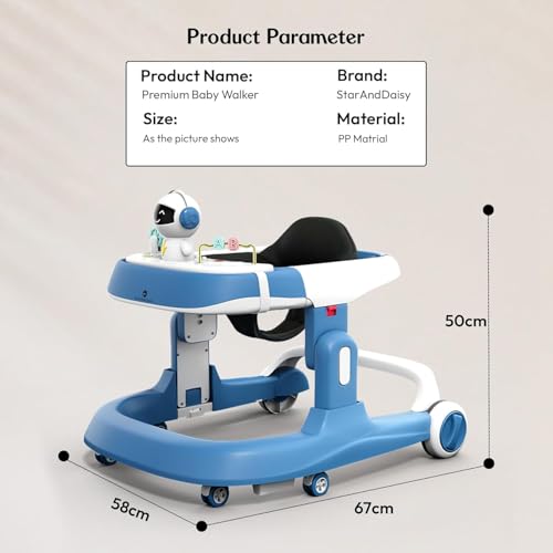 Image of StarAndDaisy Baby Walkers 6-24 Month Boy & Girl /Walker for Baby /Kids 1 Years with Multi Adjustable Height /Multi-Functionne Baby Walker with Music, Toy Tray & Anti-Rollover (Blue)