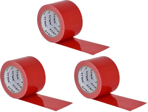 Image of STIKK Duct Tape - Red Duck Tape - 3 inch x 25 Yards - Heavy Duty Tape for Repairs, Household Projects - for Commercial HVAC and Construction - Effective Heavy Duty Waterproof Duct Tape (Pack of 3)