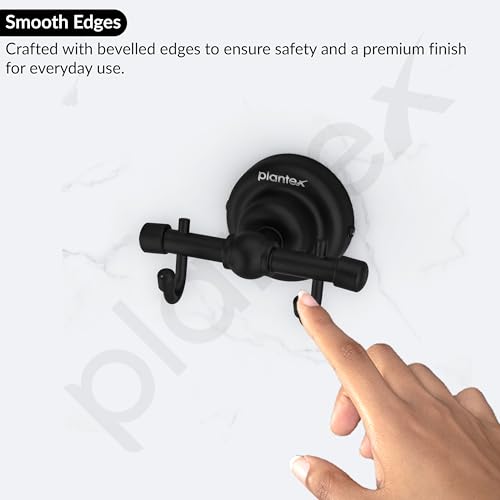 Image of Plantex 304 Grade Stainless Steel Robe Hook /Cloth-Towel Hanger /Napkin Hanger /Bathroom Accessories - Skyllo (Black)