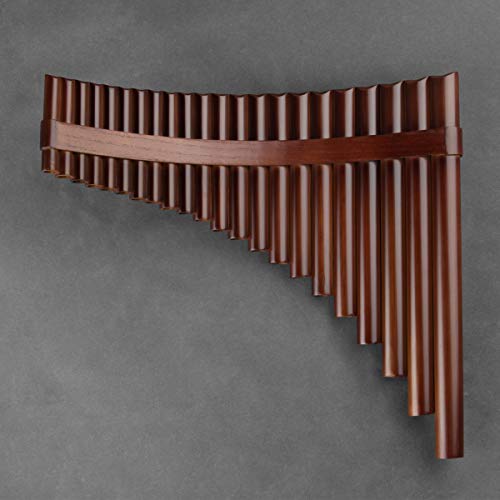 22/25 Pipes G Key Professional Pan Flute Chinese Traditional Musical Instrument Pan Pipes Easy To Learn With Exquisite Brown Pan Pipes Flute And Black Leather Bag (22-Right Hand) #TOP1