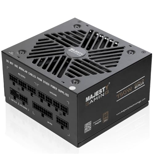 Majesty Power Supply 750W Gold | Supports New RTX 50 | Fully Modular | Low Noise | ATX 3.1 & PCIe 5.1 Compatible | 105C Capacitors | 80+ GOLD Efficiency | Modern Standby Support | Black