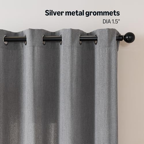 Image of Amazon Basics Chenille Room Darkening Curtains, Light Filtering Window Drapes for Bedroom and Living Room, 2-Panel Set with Grommets, 52 inch W x 63 inch L, Grey Classic