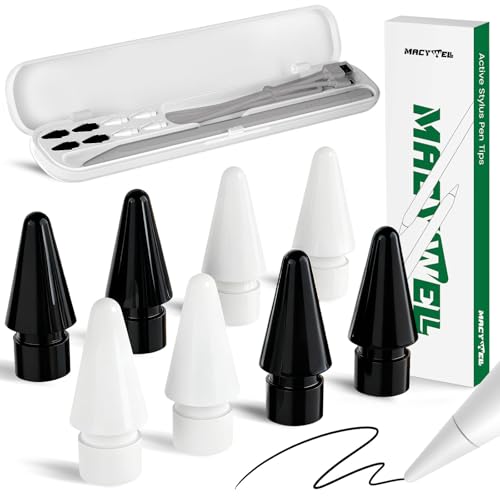 8 Pack Replacement Tips for Apple Pencil 1st Gen/ 2nd Gen/Apple Pencil Pro/USB-C with iPad Pen Storage Tip Case for Stylus Pen