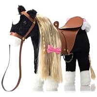 BEJOY Plush Horse Toy, Horses Pretty Plush Toy Pretend Play Horse Gift for Girls Kids, 11 inches, Black