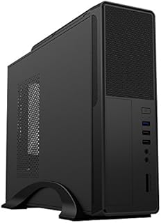 CiT S014B Slim Micro ATX Case with 300 W PSU Built-In Card Reader - Black