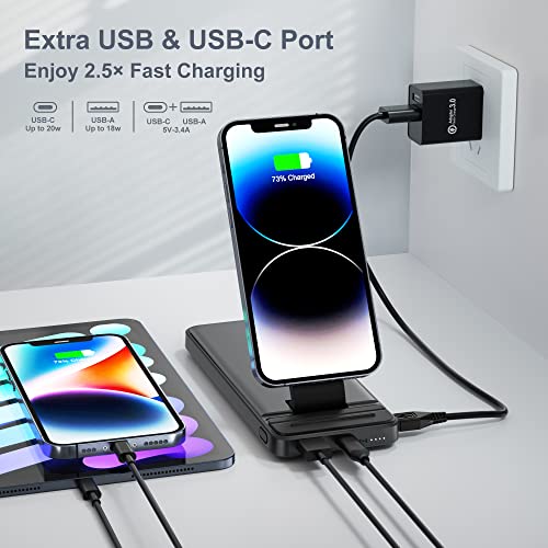 Esorun Magsafe Battery Pack - 10000Mah Foldable Magnetic Wireless Portable Charger, 20W Pd Usb-C Fast Charging 3 In 1 Mag-Safe Power Bank For Apple Iphone 14 13 12 Pro Max Mini, Black #TOP2