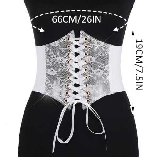 BODIY Women Lace Corset Belts Elastic Cinch Belt Tied Waspie Wide Waist Bustiers for Dress2