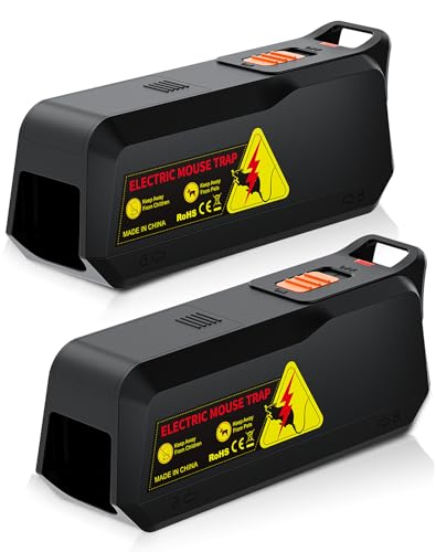 2 Pack electric mouse traps with warning label, designed for effective rodent control, featured in a home electronics buying guide.