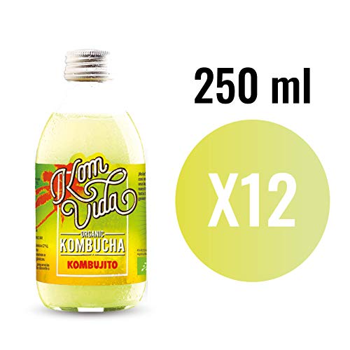 Té kombucha. Komvida. Kit sabor Mojito. 12 botellas de kombucha orgánica. 250 ml