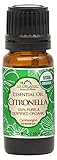 US Organic Citronella Essential Oil, Certified Organic, Pure & Natural, Improved caps and droppers. Used for Skin Care, DIY Projects Like Candle Making and Much More (10 ml.33 fl oz)