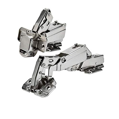 TamBee 175 Degree Hinges Face Frame Cabinet Doors Concealed Hinges Hydraulic Adjustable Mounting Hinges Soft Closing Nickel-Plated Steel Buffer Dampers for Wardrobe,1 Pair (Half Overlay)