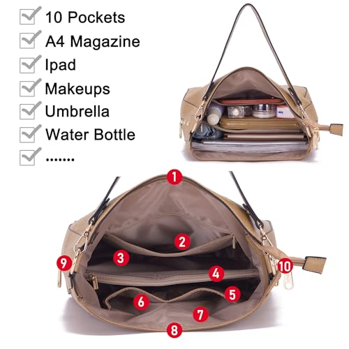 Image of Qiyuer 13 inch Women Spacious Soft PU Handbag Hobo Bag Purse Wallet Set 4pcs | Large, Dual-use Crossbody & Shoulder Bag, Multi-pocket, Divided Compartments, Fits Tablet, Versatile for Daily & Work