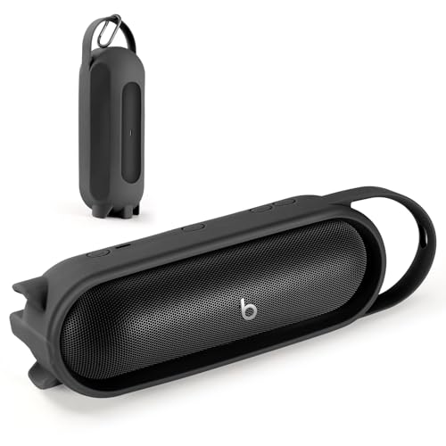 OCXLLEATLY Silicone Carrying Case Cover for Beats Pill 2024 Portable Bluetooth Speaker, Protective Sleeve Travel Case Speakers Accessories (Black)