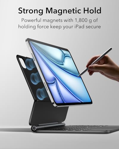 Image of ESR iPad Air 13 Inch Case Keyboard (M3 /M2, 2025 /2024) & iPad Pro 12.9 inch (3 /4 /5 /6th Gen) Magic Keyboard, Easy-Set Floating Cantilever Stand, Precision Multi-Touch Trackpad, Rebound Series, Black