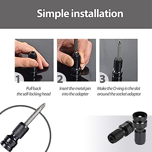 UAIAGM 2PCS 1/2 to 1/4 Socket Adapter Converter Impact Wrench Drill Bit Set Conversion Head for Driver Electric Screwdriver Chuck Adapter Hex Drive Accessories for Air Hammer 1/2 Inch to 1/4 Inch