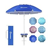 Grandekor 7FT Beach Umbrellas for Sand Heavy Duty Wind Portable Beach Umbrella with Table Travel Beach Umbrella with Carry Bag Sun Umbrella Beach, UV 50+