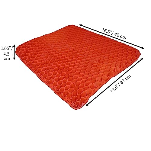 Double Thickness 1.65 Inch Gel Seat Cushion Relief Pressure For Back, Tailbone, Sciatica, Coccyx Pain – Long Sitting In Office & Gaming Chairs, Wheelchair, Cars And Trucks (Red With Black Cover) #TOP1