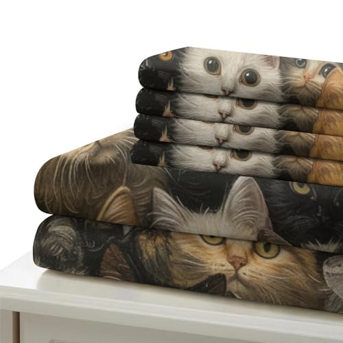 Housse de couette chat 3D parure de lit microfibre zippée pour chambre adolescent - 6