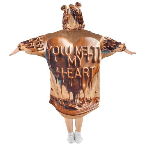 Valentine's Day Gnomes Wearable Blankets for Kids Girls Pullover 3D Animal Toddler Boys Hoodie Oversized Sweatshirt2