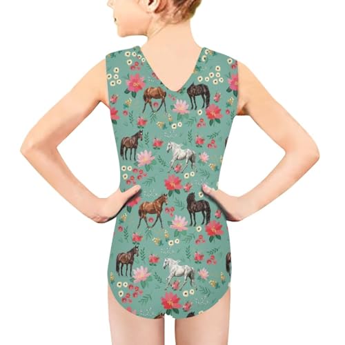 Image of Xpyiqun Swimsuits for Girls 3-14 V Neck Sleeveless Bathing Suit Summer Sport One Piece Swimwear Beach Swimming