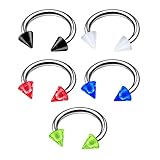5 pendientes de titanio G23 de 16 g, joyería para cartílago, tabique, nariz, cejas, tragus, acrílico UV, más opciones, Titanio, Sin gemas.
