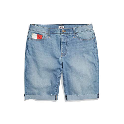 Tommy Hilfiger Women's Adaptive Bermuda Shorts with Velcro Brand Closure and Magnetic Fly, Light WASH, 4