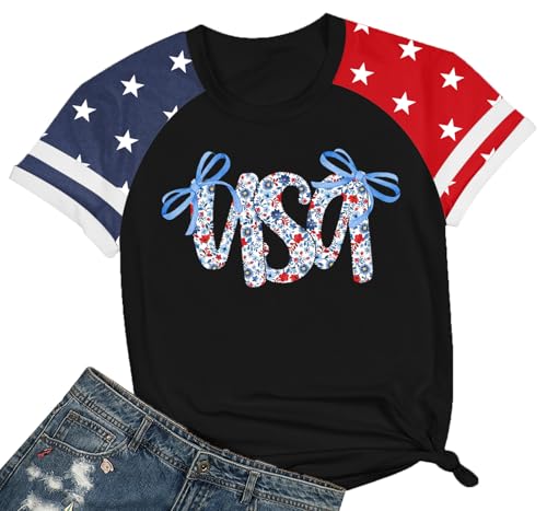 Image of Ithalt Boys Girls USA Shirts Kids 4th of July Shirts American Flag Tshirt Patriotic Top Independence Day Outfit 5-13y