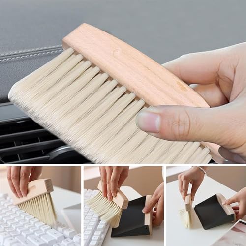 2 Stücke Tischbesen Besen und Kehrschaufel Set, Tischbesen und Kehrschaufel Set, Mini Besen Tischfeger, Schaufel und Besen Set für Küche Wohnzimmer Holzfarbe – Bild 6