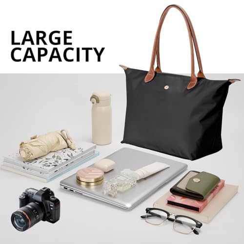 Image of Tote Bag for Women with Purse Organizer Insert, Foldable Waterproof Nylon Bag for Travel, and Daily Use,Medium Size.