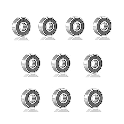 SHKI ［10 Pack］ 608 2RS Ball Bearings – Bearing Steel and Double Rubber Sealed Miniature Deep Groove Ball Bearings for Skateboards, Inline Skates, Scooters (8mm x 22mm x 7mm)